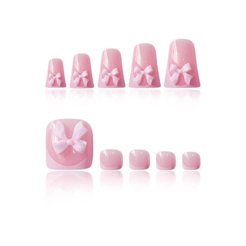 Decorative Press-On Nail Art with Bow Accents Stornfield