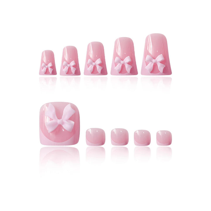 Decorative Press-On Nail Art with Bow Accents Stornfield