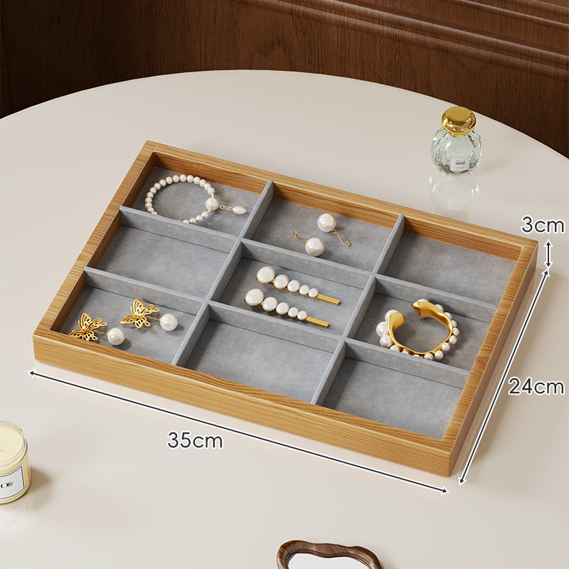 Twelve-Compartment Bamboo Jewelry Organizer Tray