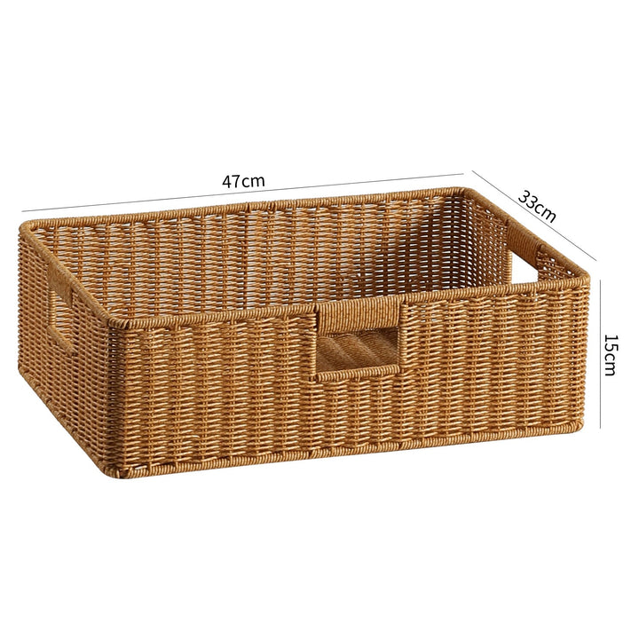 Handwoven Rectangular Storage Basket with Cut-Out Handles Stornfield