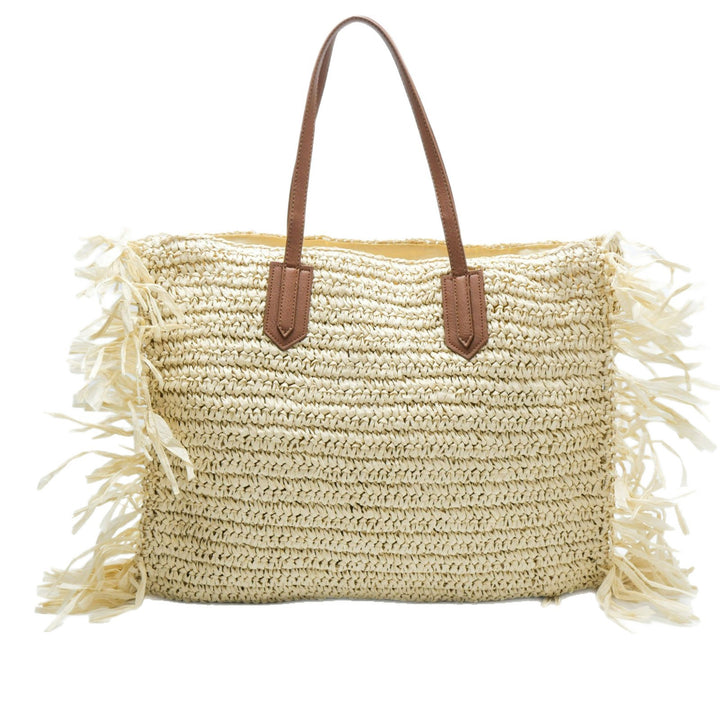 Beach bag with fringed design and sturdy leather handles Stornfield