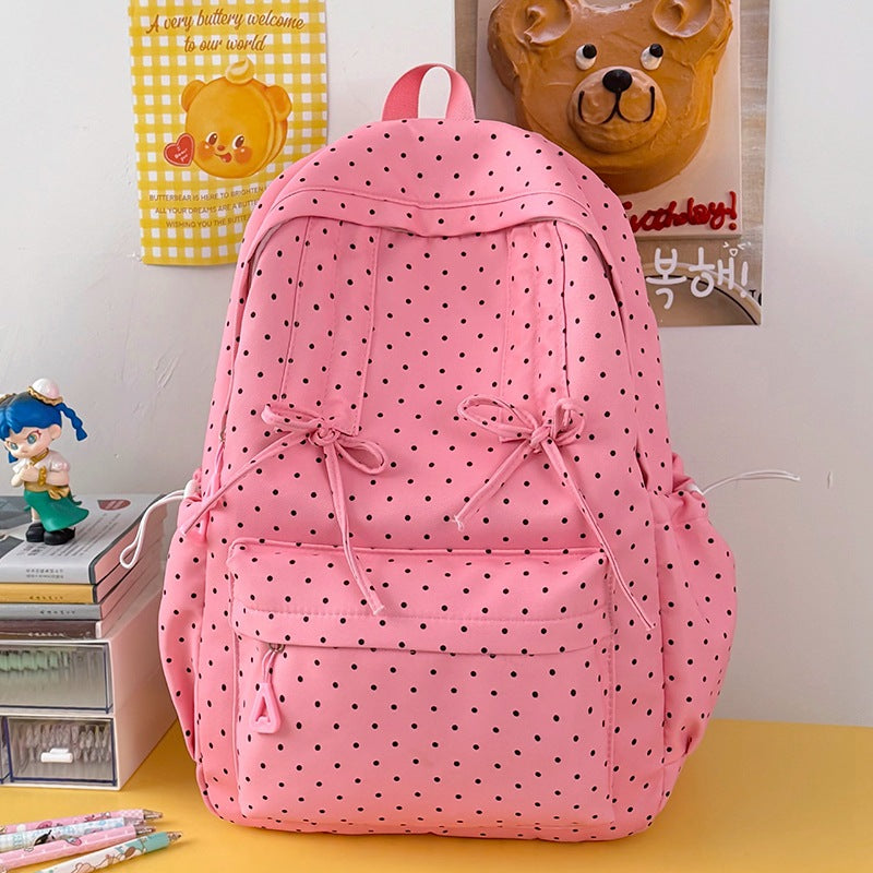 Stylish Polka Dot Patterned School Backpack Stornfield