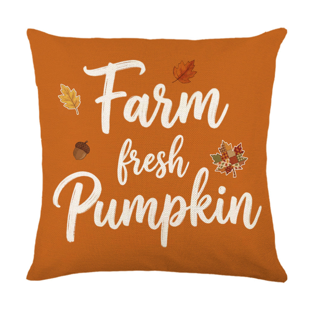 Decorative Autumn Basket Pumpkin Sunflower Square Pillow Cover with Hidden Zipper
