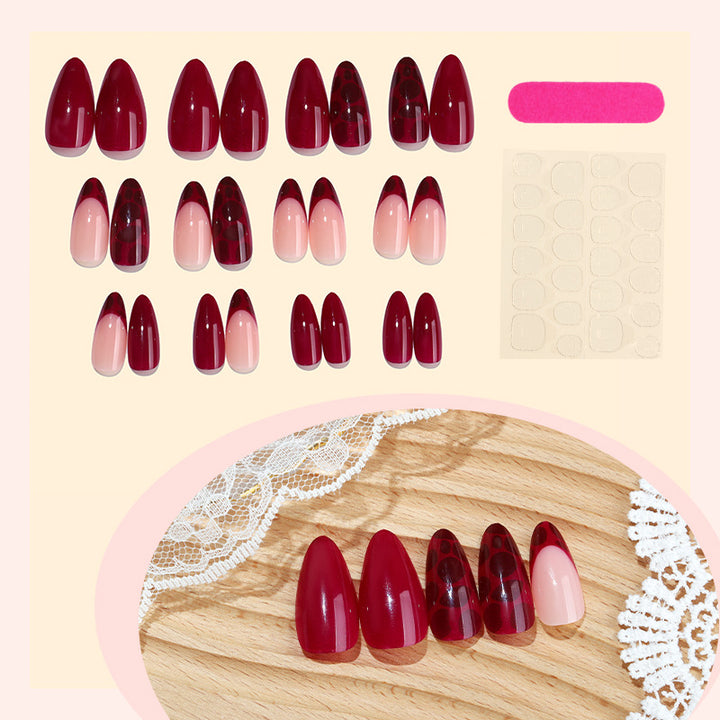 Stylish Press-On Nail Set with Geometric and Gradient Designs Stornfield