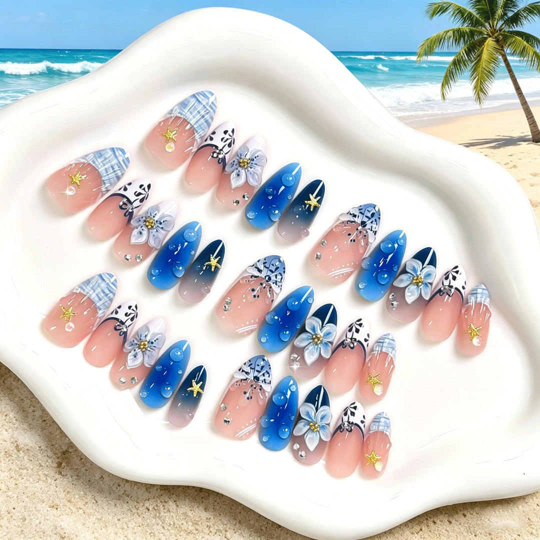 Artistic Floral Press-On Nail Set Stornfield