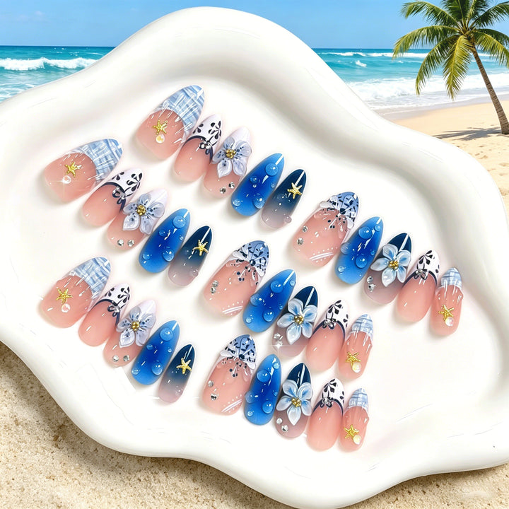 Artistic Floral Press-On Nail Set Stornfield
