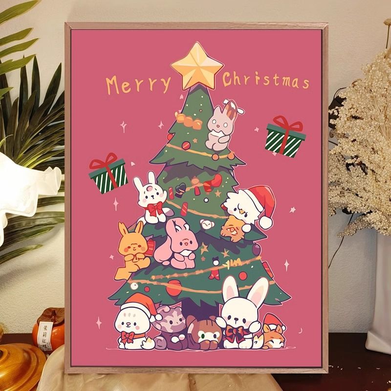 Whimsical Cat-Themed Holiday Canvas Art Print Stornfield