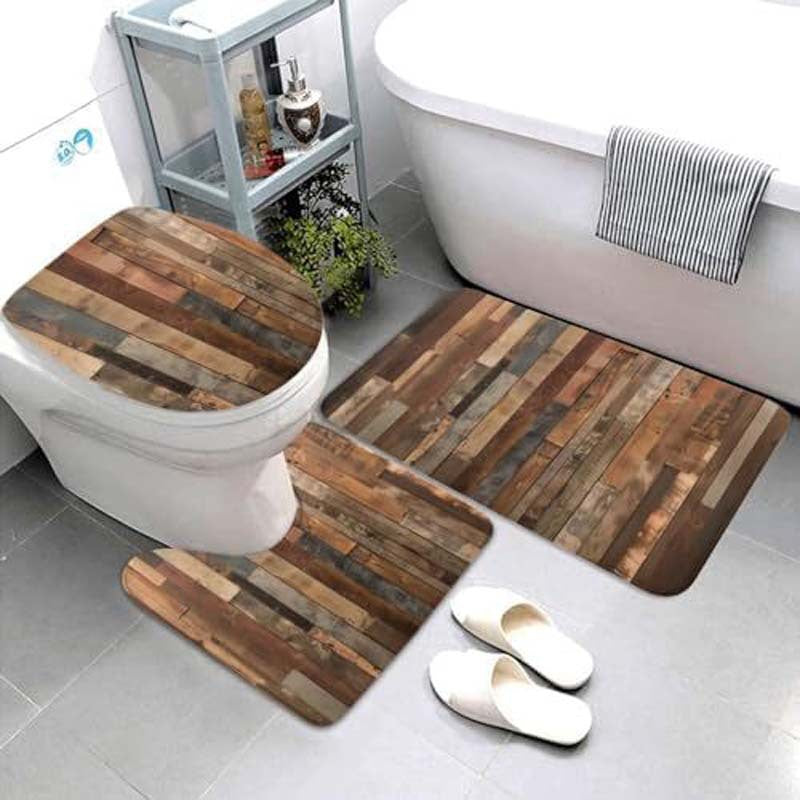 Geometric Pattern Bathroom Mat Set