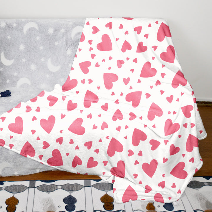 Heart Pattern Fleece Throw Blanket