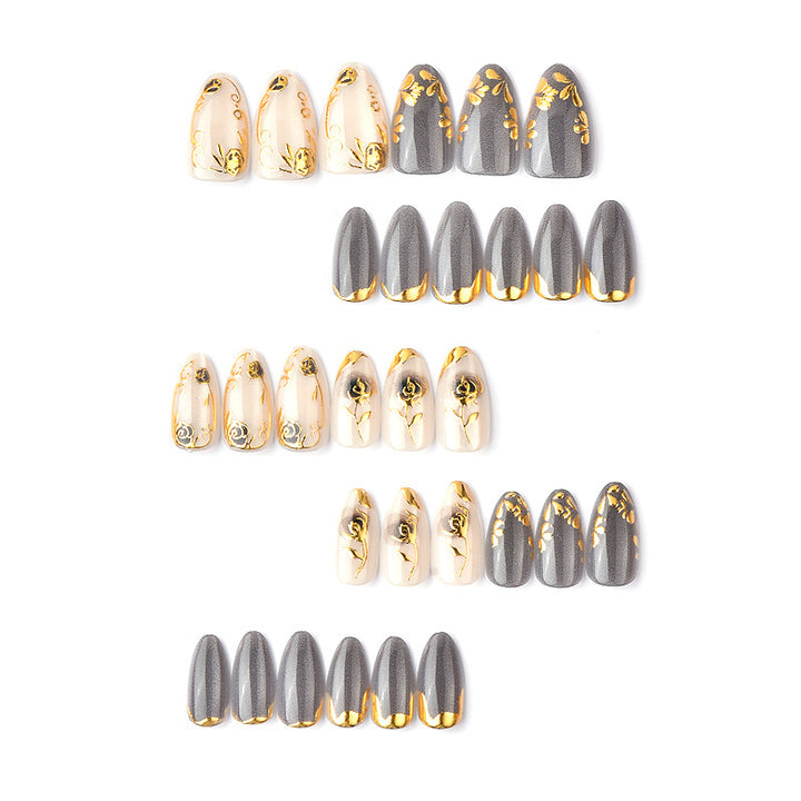 Artificial nails with elegant rose designs Stornfield