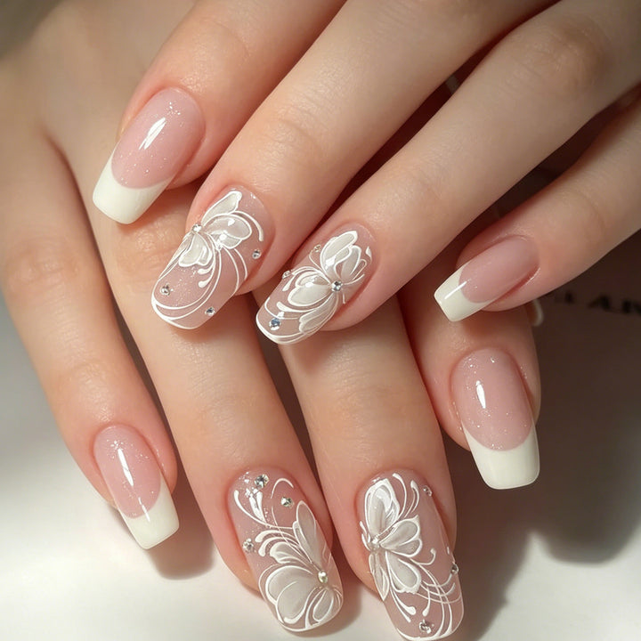 Elegant Floral Acrylic Nail Art Stornfield