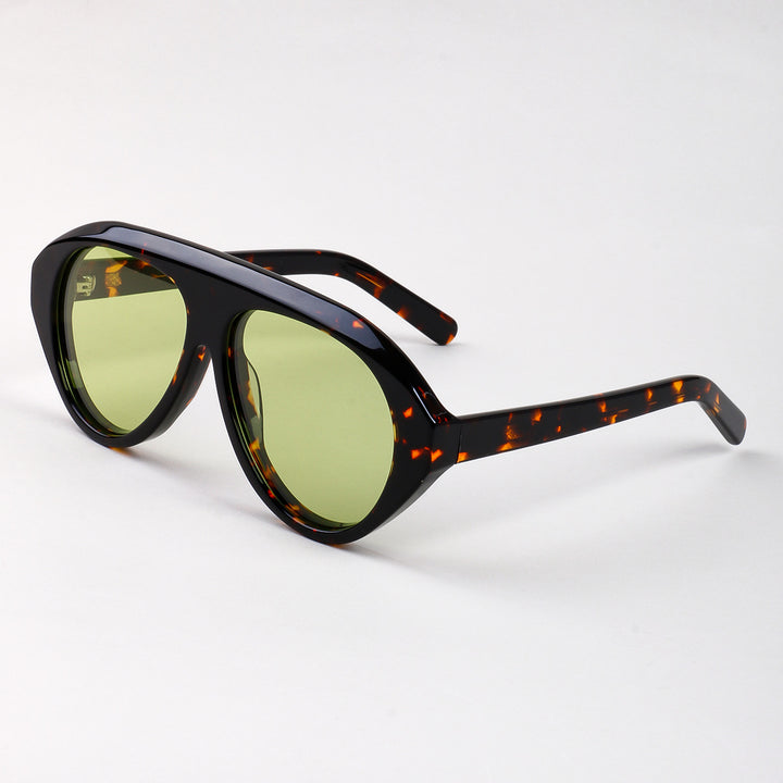 Women's Statement Sunglasses with Wide Frame and Green Lenses Stornfield