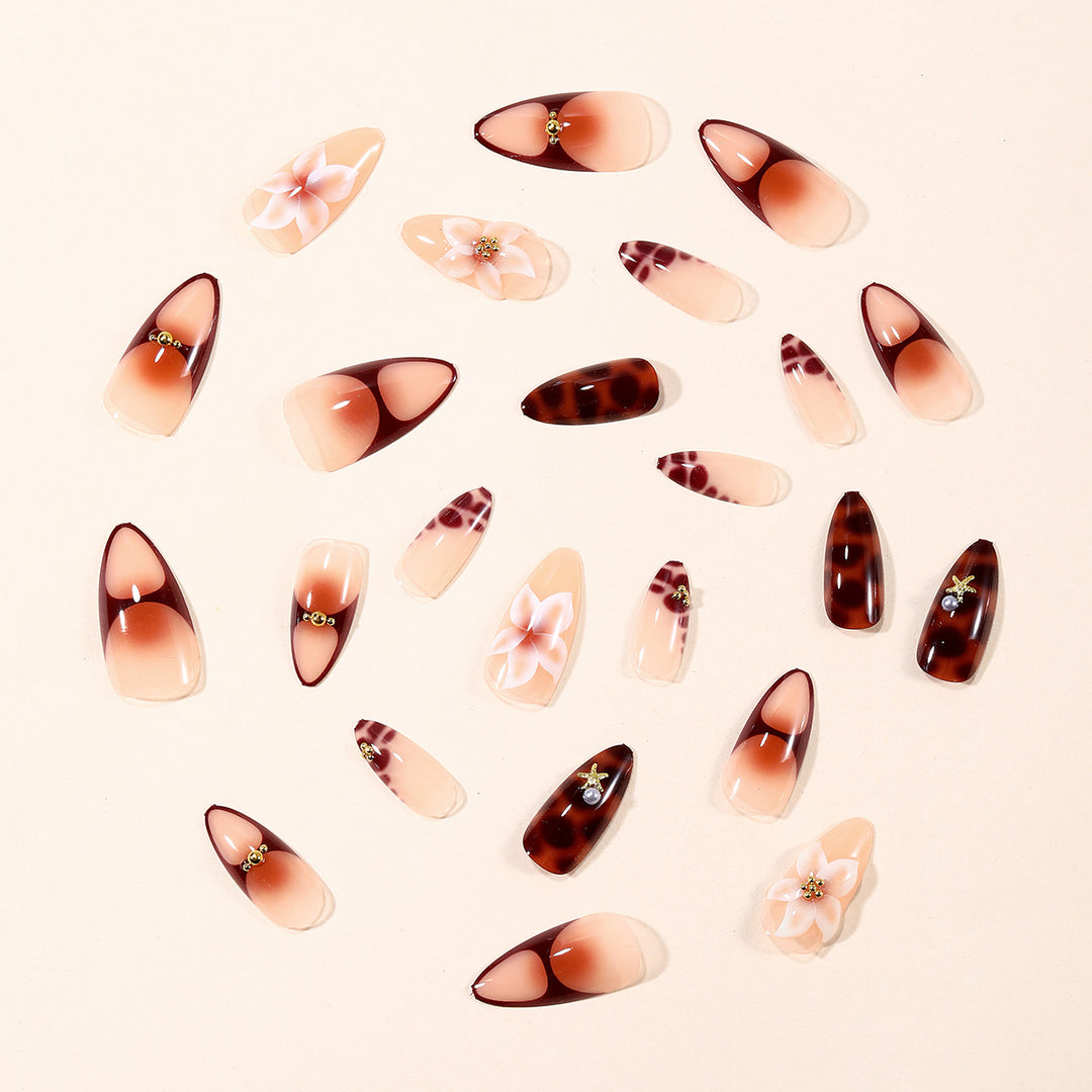 Stiletto Nail Art Extensions with Floral and Star Accents Stornfield