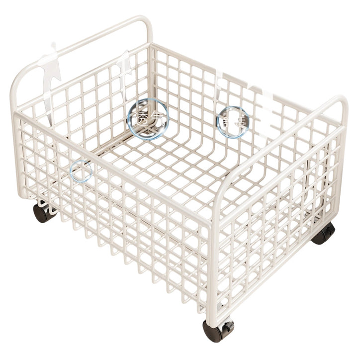 Metal Wire Grid Storage Basket with Raised Side Handles