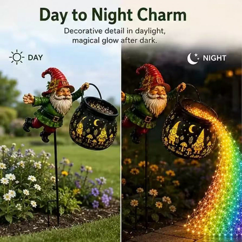 Decorative garden gnome figure with cauldron Stornfield