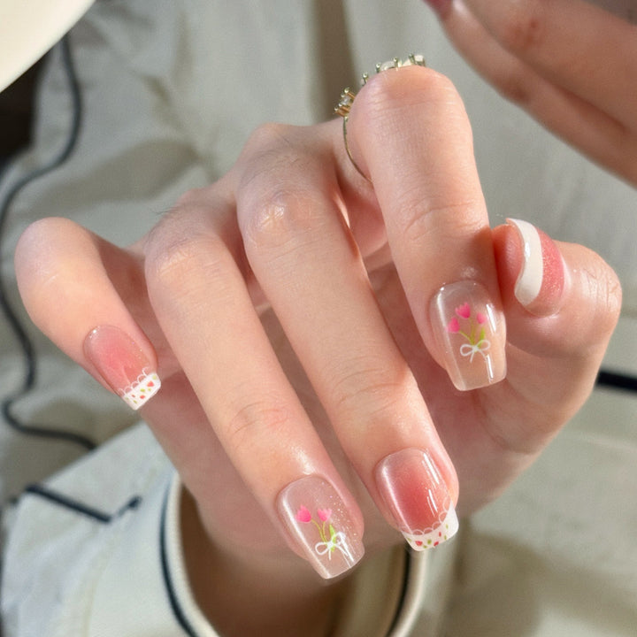 Decorative Gemstone and Floral Press-On Nails Stornfield