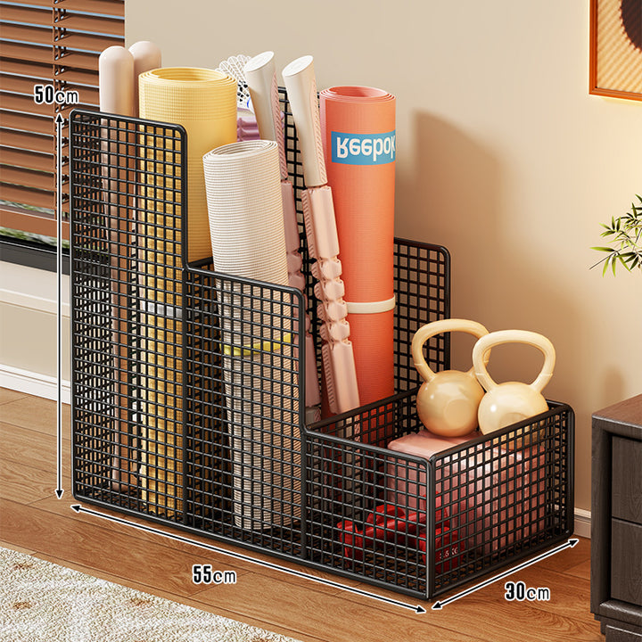 Vertical Mesh Multi-Compartment Fitness Mat and Equipment Organizer