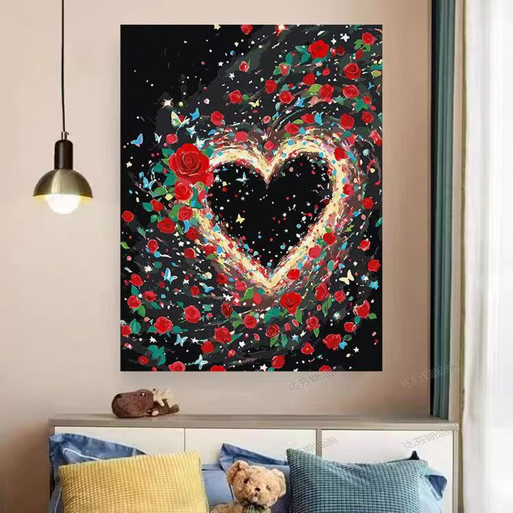 Heart and Floral Swirl Canvas Artwork Stornfield