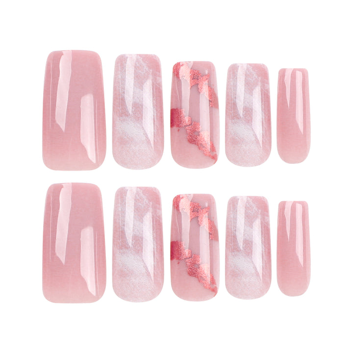 Artistic Nail Extensions with Marbled and Golden Accents Stornfield