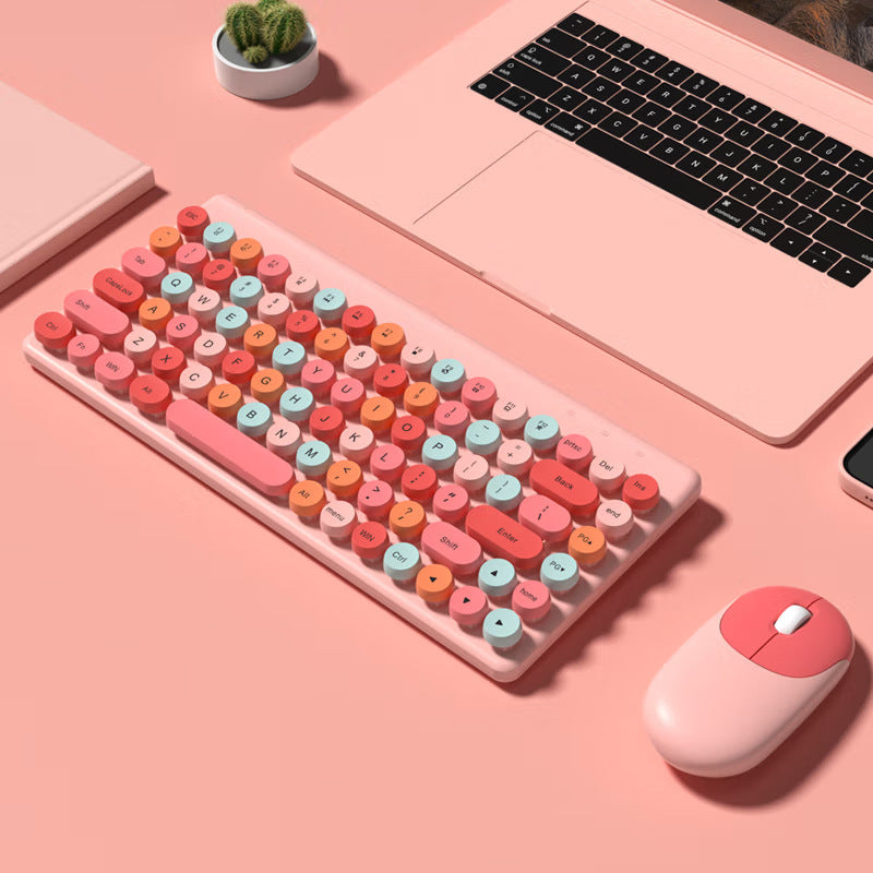 Retro Round-Key Wireless Keyboard and Mouse Set Stornfield