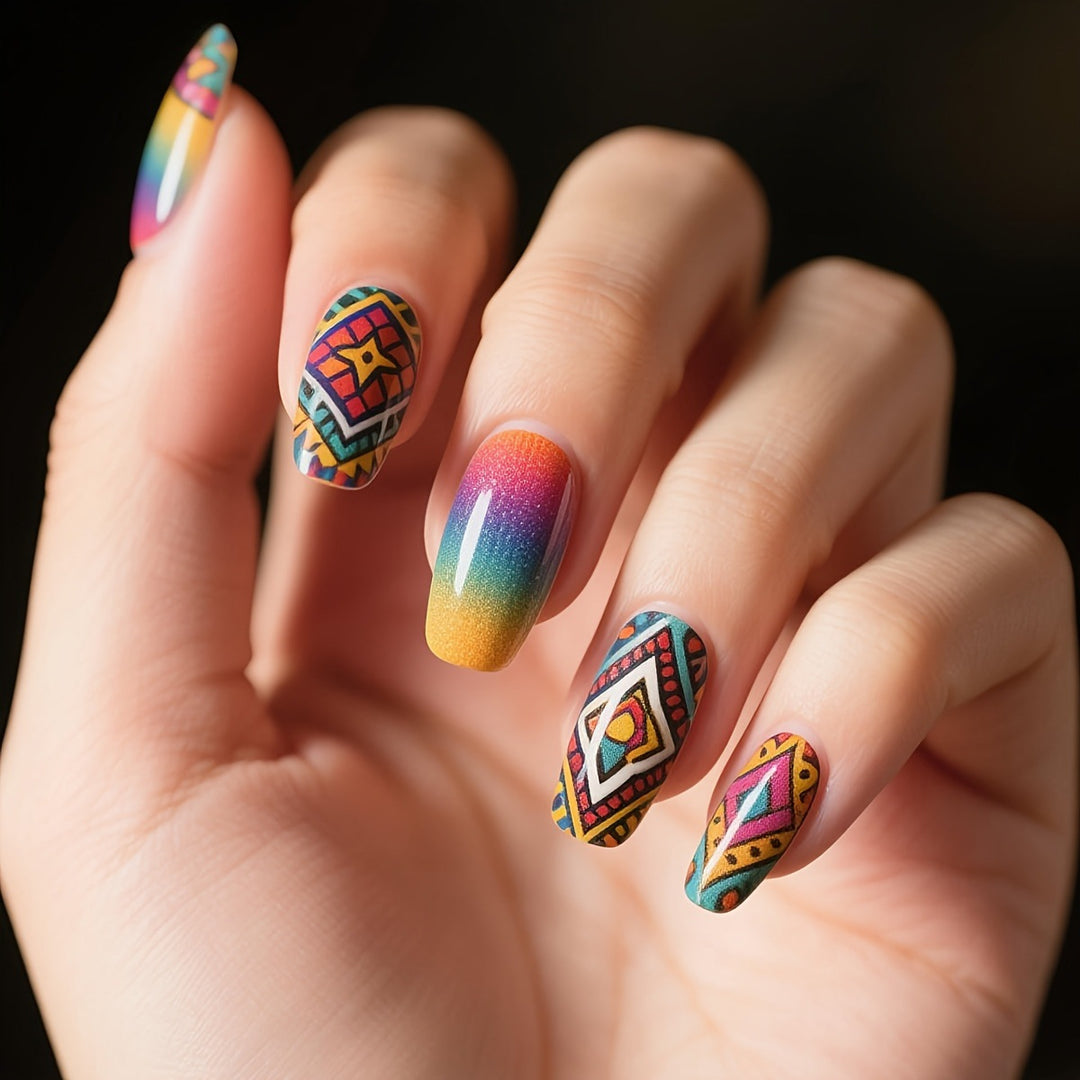 Creative Artistic Nails with Geometric Pattern Stornfield