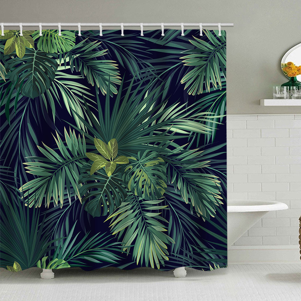 Tropical Leaf Print Shower Curtain Stornfield