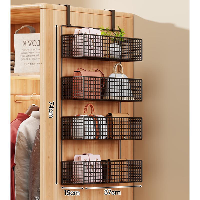 Over-the-Door Multi-Tier Metal Grid Hanging Storage Organizer