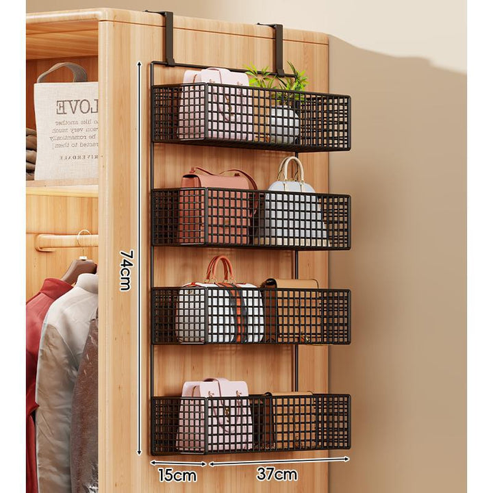Over-the-Door Multi-Tier Metal Grid Hanging Storage Organizer