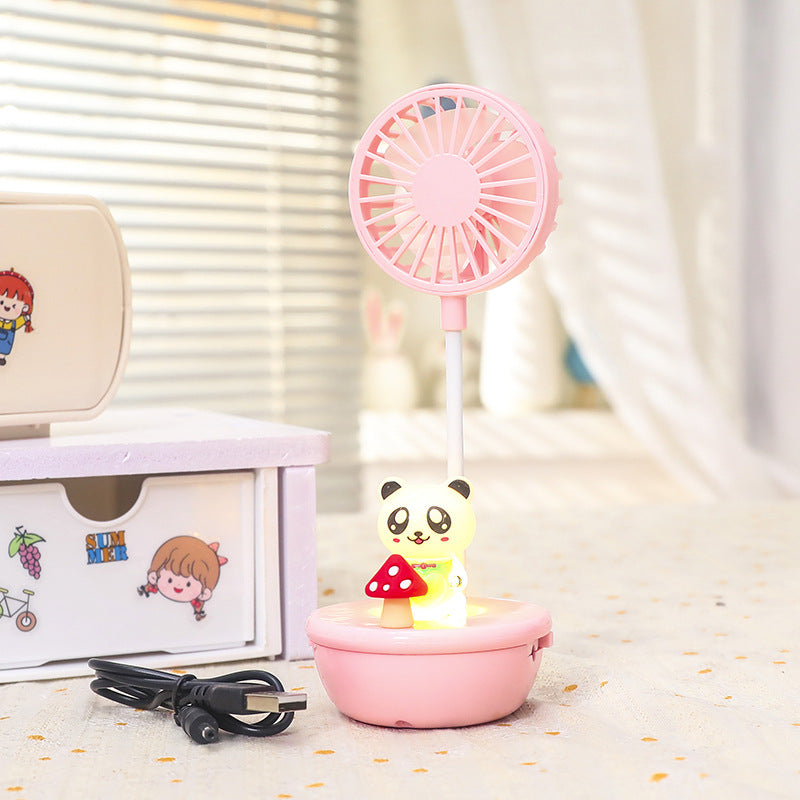 Women Portable Hand Fan with LED Panda Design Stornfield