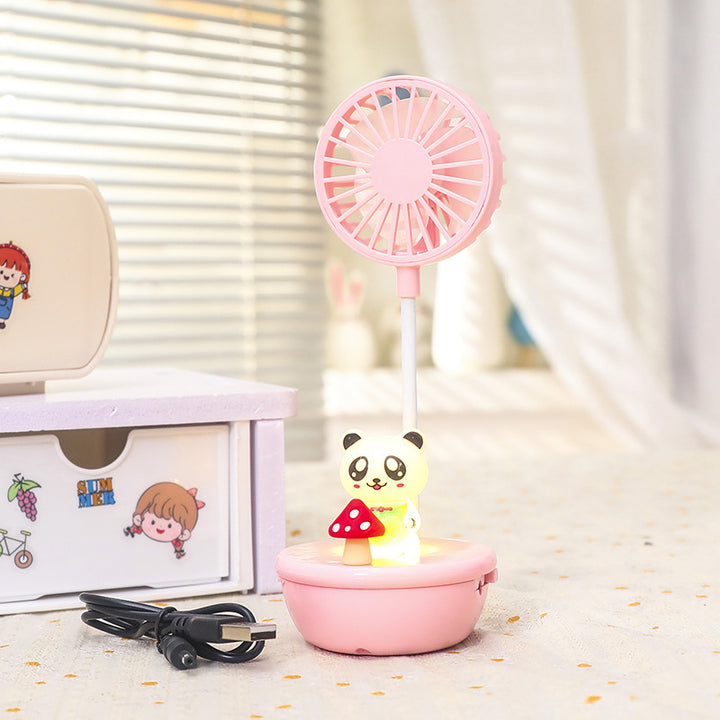 Women Portable Hand Fan with LED Panda Design Stornfield