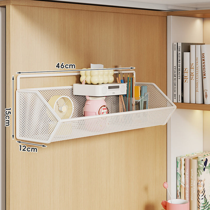 Mesh Hanging Wall Storage Basket Shelf with Over-Cabinet Hook and Ventilated Steel Design
