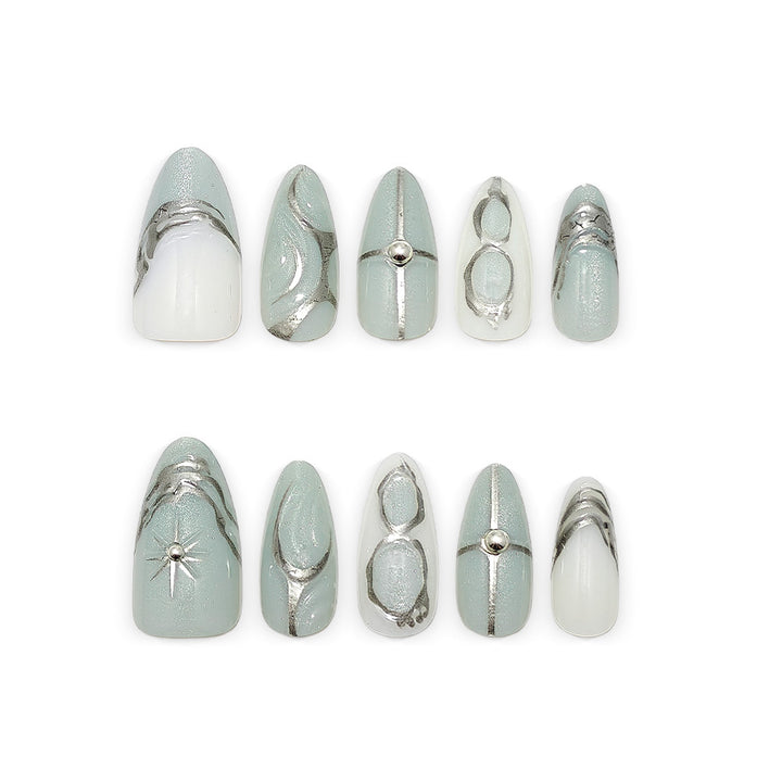 Elegant Artificial Nails with Artistic Accents Stornfield