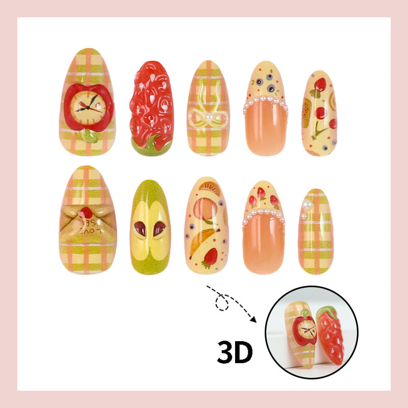 Artificial nail set with cheerful fruit and flower motifs Stornfield