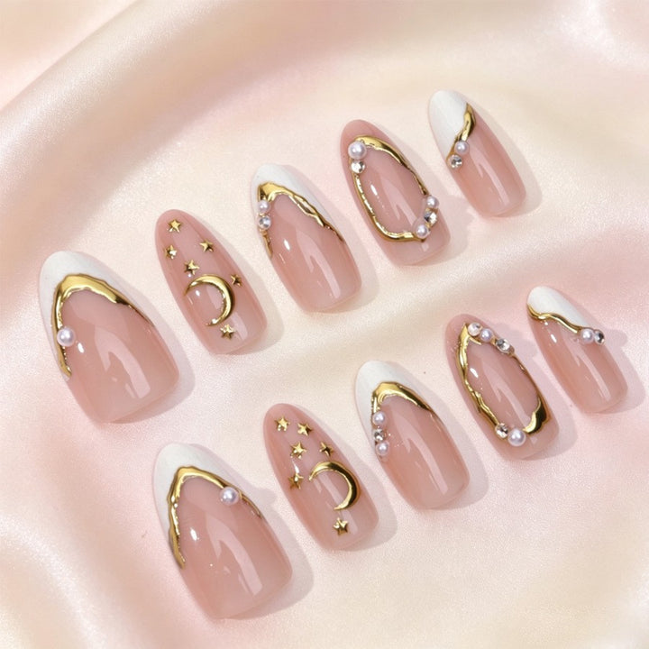 Exquisite artificial nail set with fine 3D decorations and elegant accents Stornfield