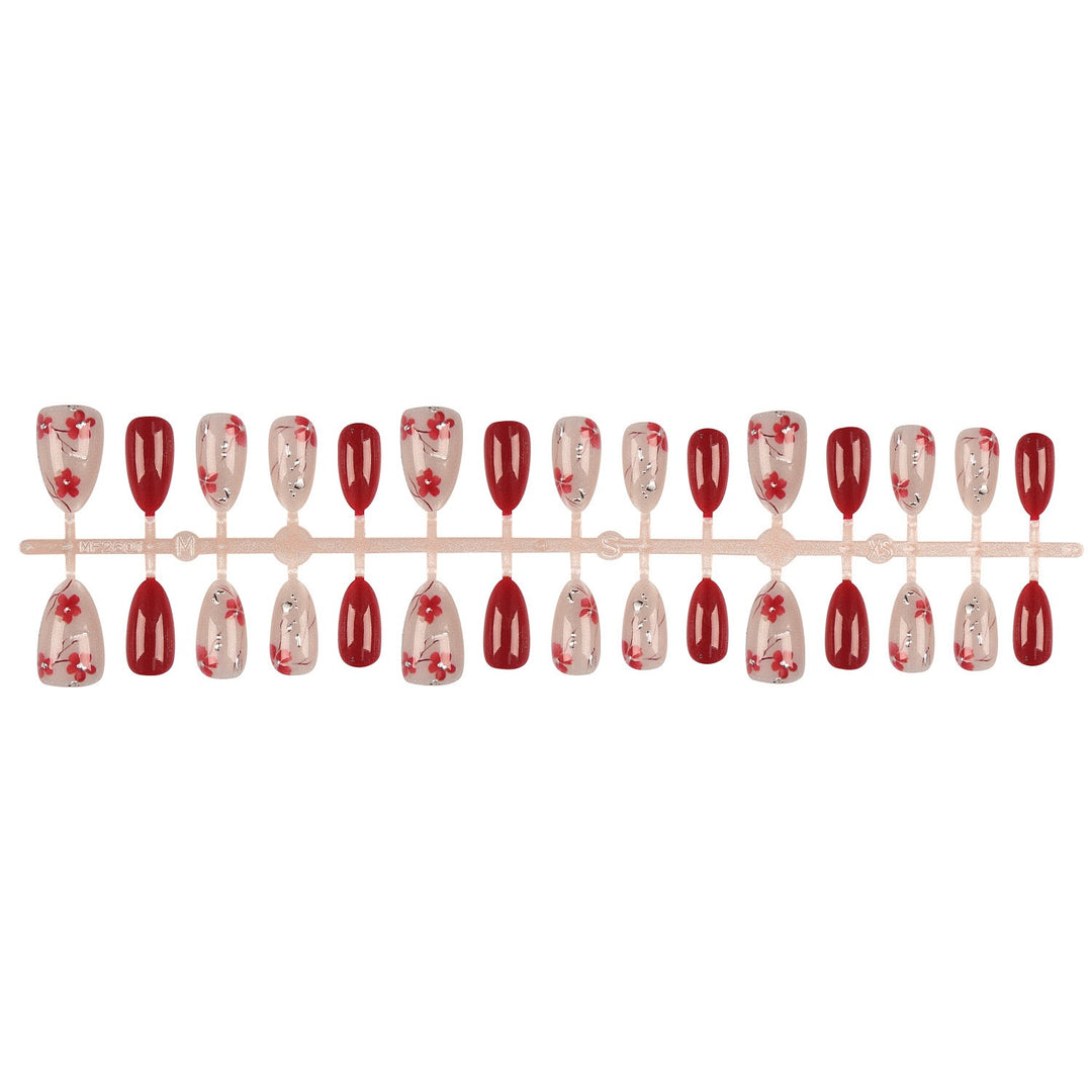 Floral Accent Press-On Nail Tips Set