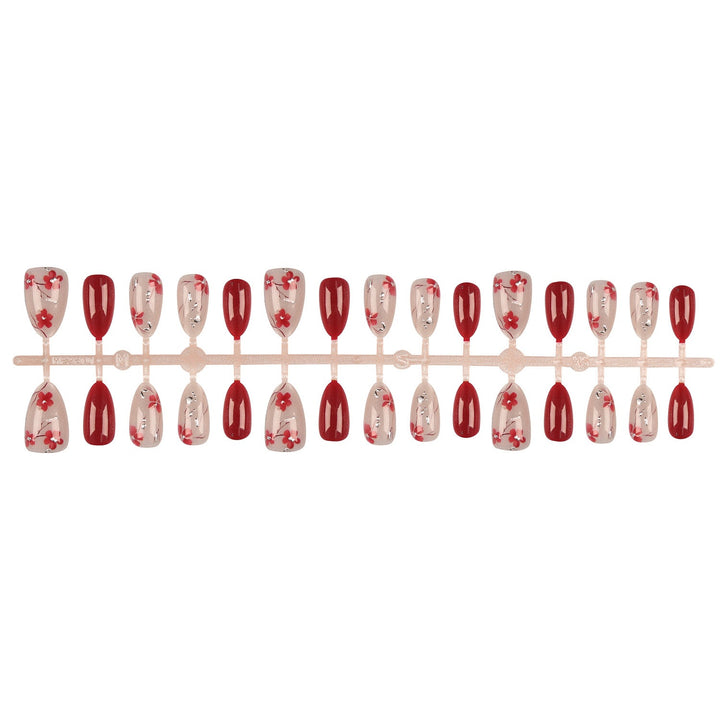 Floral Accent Press-On Nail Tips Set