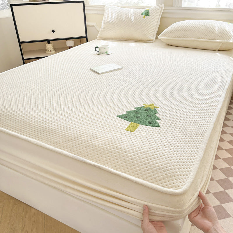 Plush Quilted Mattress Topper with Embroidered Puppy