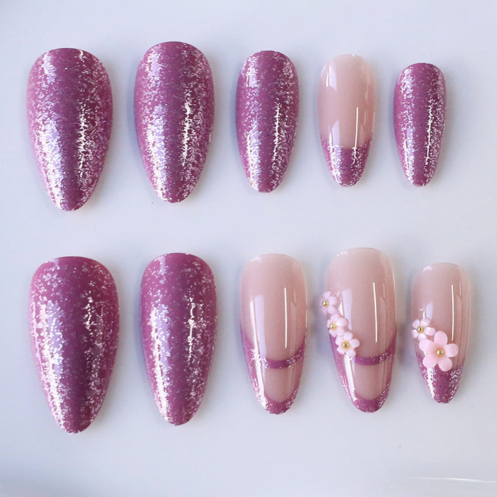 Floral Glitter Nail Art Extensions Stornfield