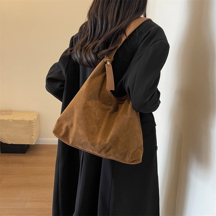 Suede Slouchy Shoulder Bag