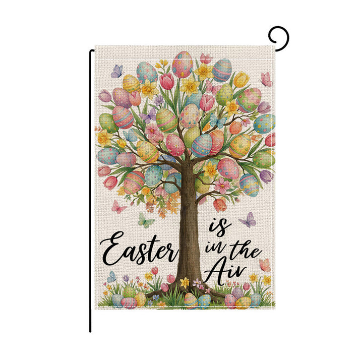 Decorative Outdoor Burlap-Texture Easter Garden Flag with Double-Sided Print and Pole Sleeve