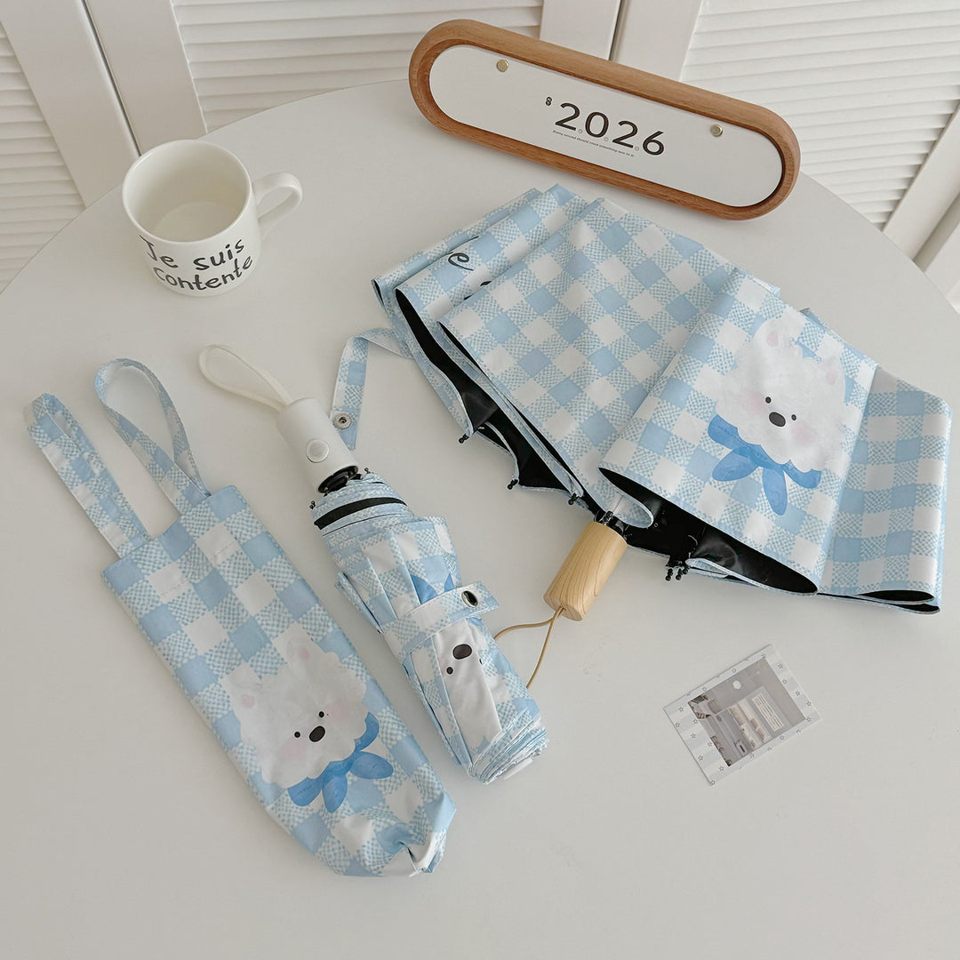 Ladies Foldable Umbrella with Playful Dog Design Stornfield