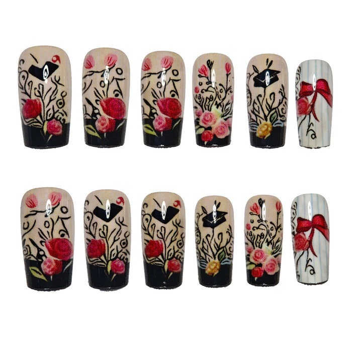 Glamorous artificial nails with floral designs Stornfield