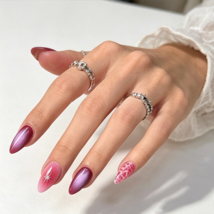 Artificial nails with elegant ombre design and creative accents Stornfield