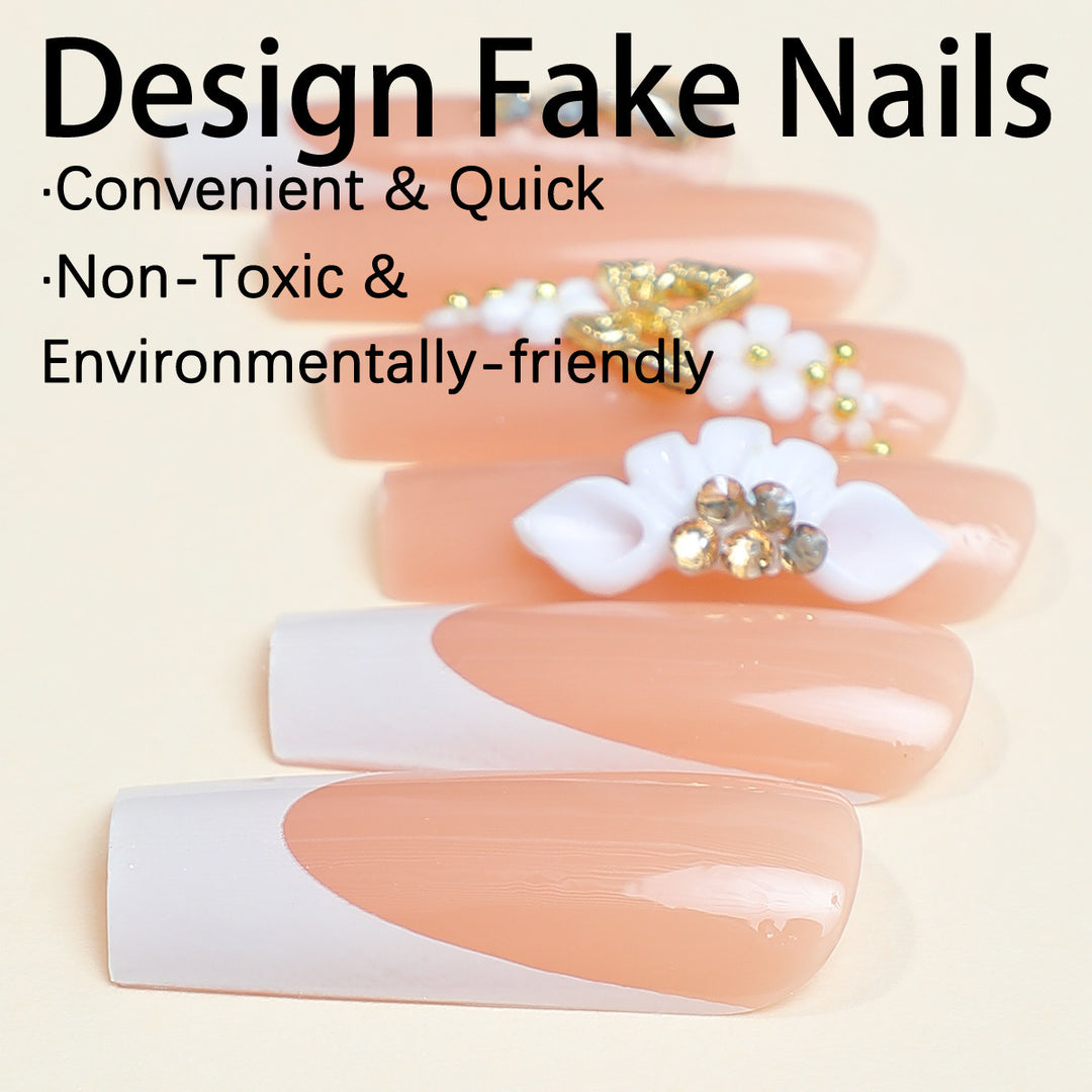 Nail art set with stylish floral and glitter accents Stornfield