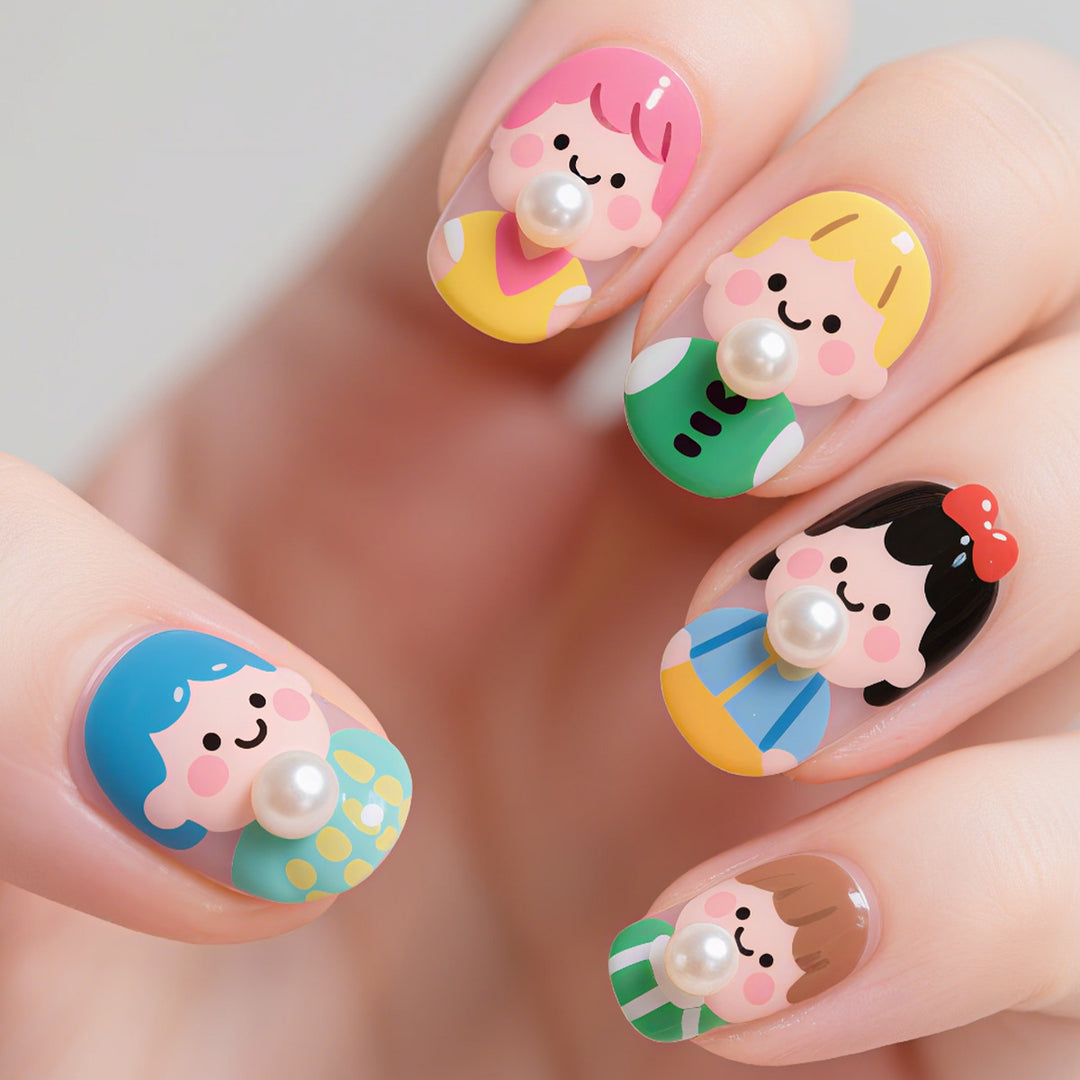 Playful Cartoon Character Nail Art Set Stornfield