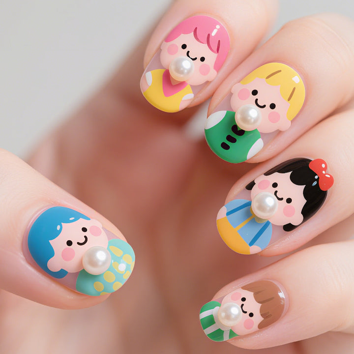 Playful Cartoon Character Nail Art Set Stornfield