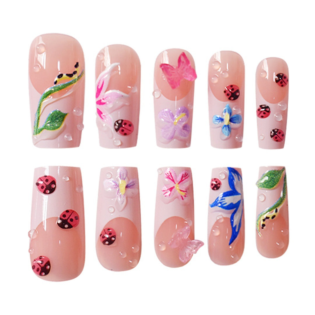 Floral Raised 3D Press-On Nail Set Stornfield