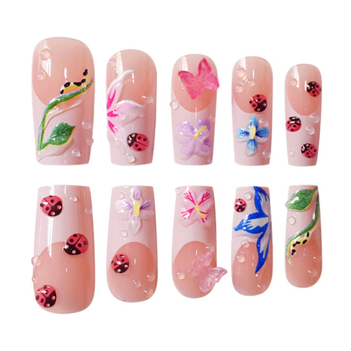 Floral Raised 3D Press-On Nail Set Stornfield