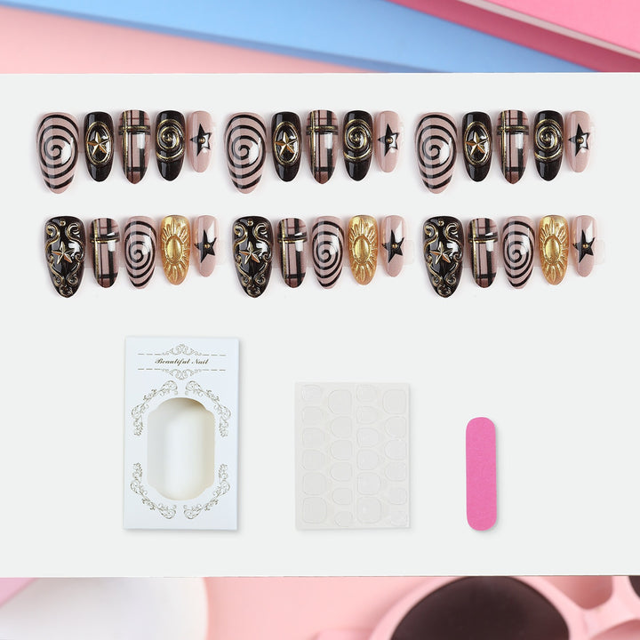 Artificial nail set with glamorous 3D decorations and stylish accents Stornfield