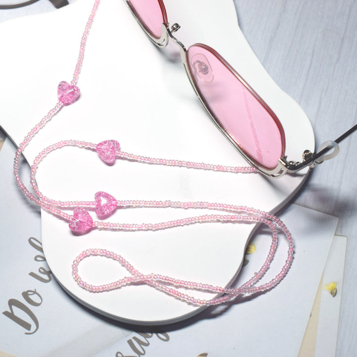Heart-Embellished Beaded Eyewear Chain Stornfield